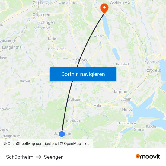 Schüpfheim to Seengen map