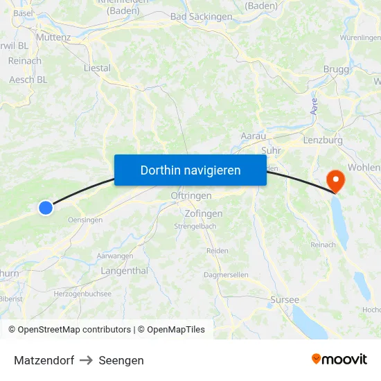 Matzendorf to Seengen map