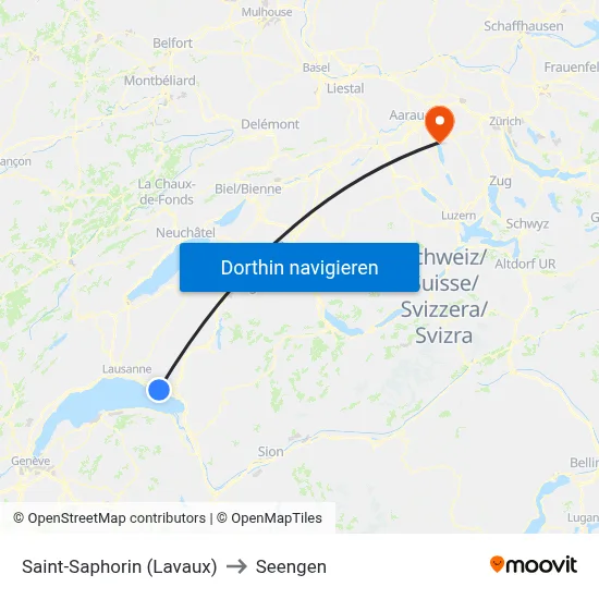 Saint-Saphorin (Lavaux) to Seengen map