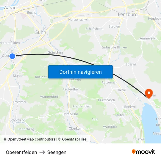 Oberentfelden to Seengen map