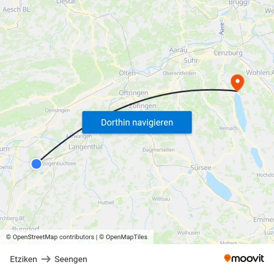 Etziken to Seengen map