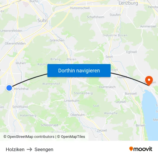 Holziken to Seengen map