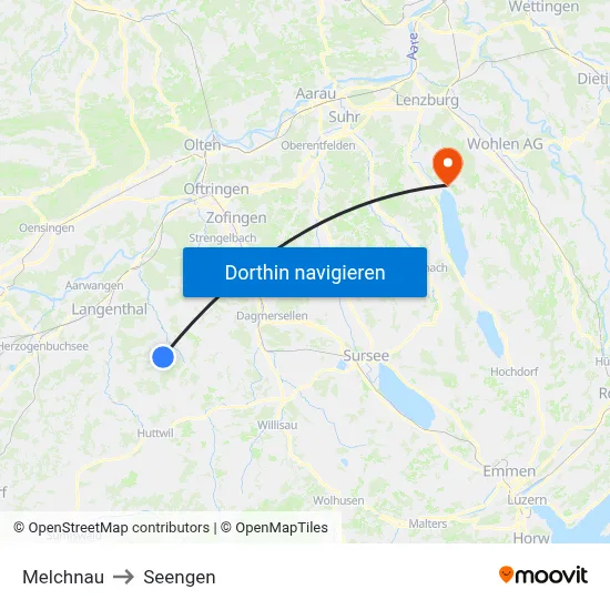 Melchnau to Seengen map