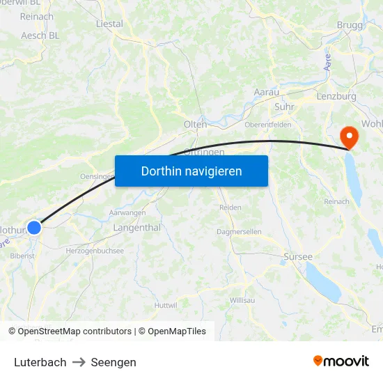 Luterbach to Seengen map