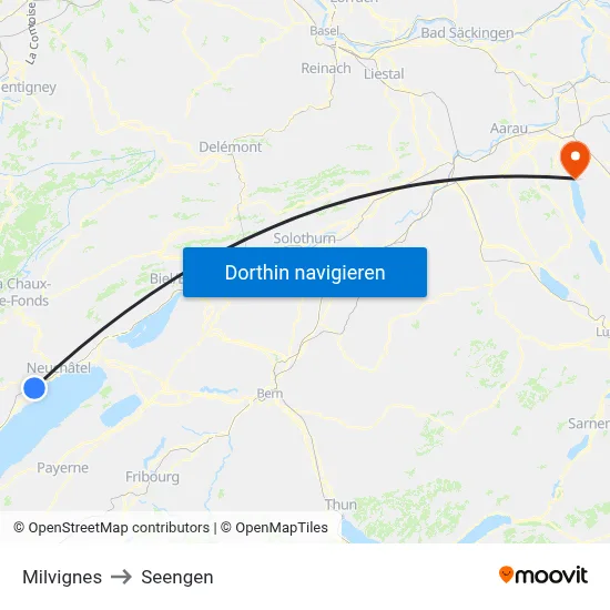 Milvignes to Seengen map