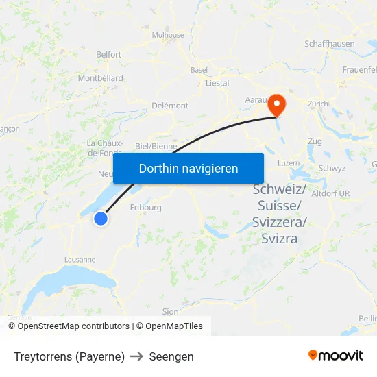 Treytorrens (Payerne) to Seengen map