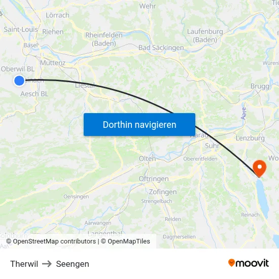 Therwil to Seengen map