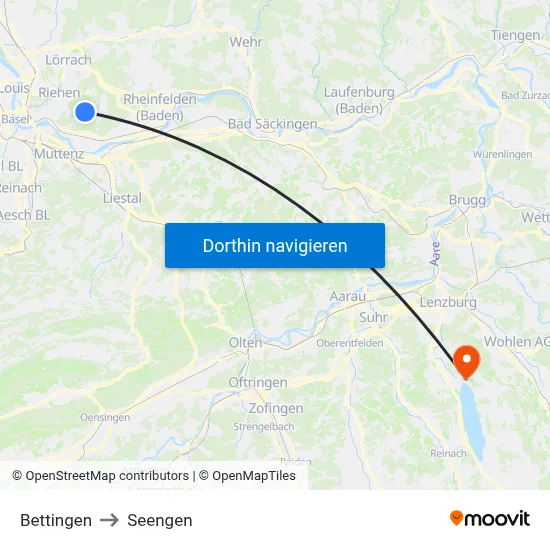 Bettingen to Seengen map