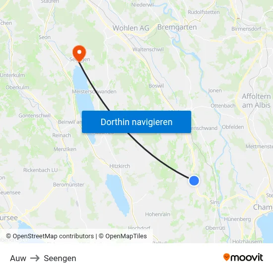 Auw to Seengen map