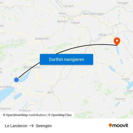 Le Landeron to Seengen map