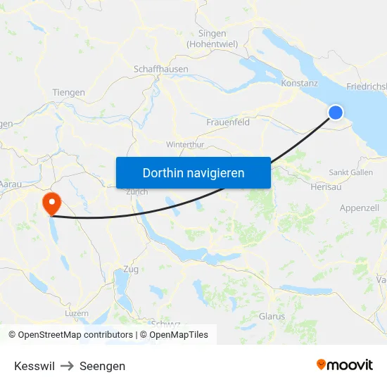 Kesswil to Seengen map