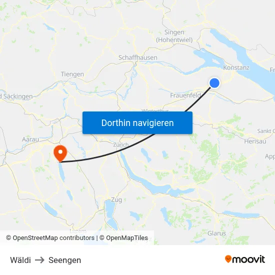 Wäldi to Seengen map