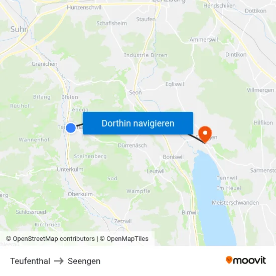 Teufenthal to Seengen map