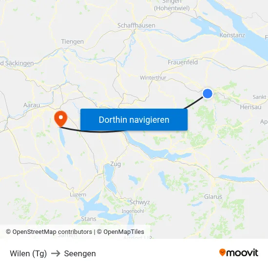 Wilen (Tg) to Seengen map