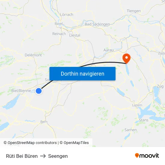Rüti Bei Büren to Seengen map