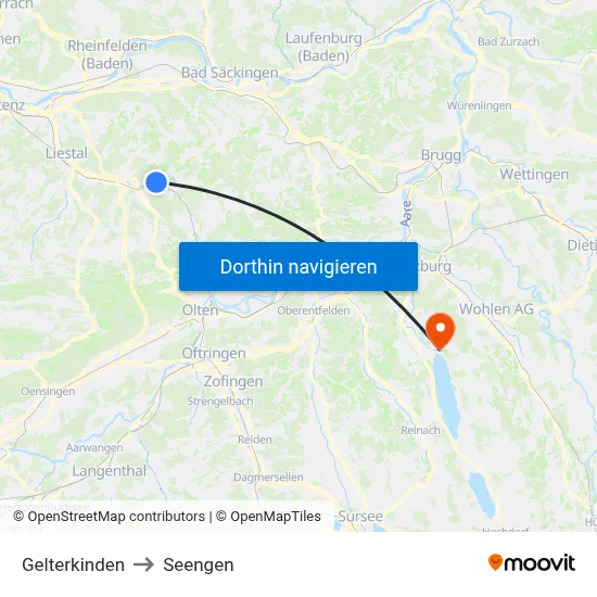 Gelterkinden to Seengen map