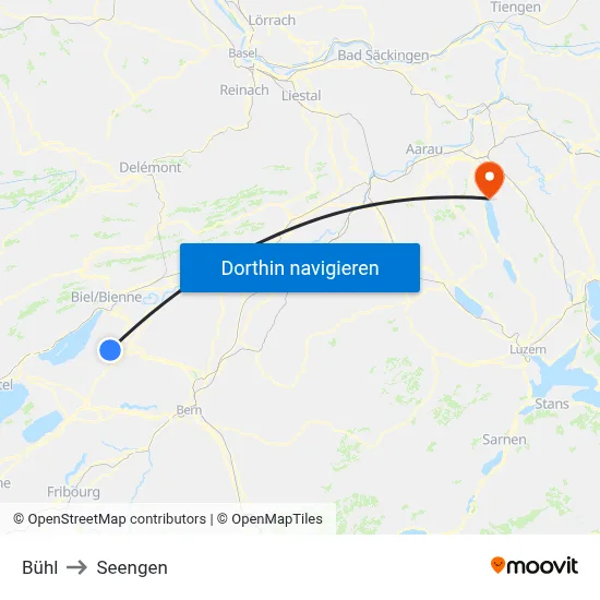 Bühl to Seengen map