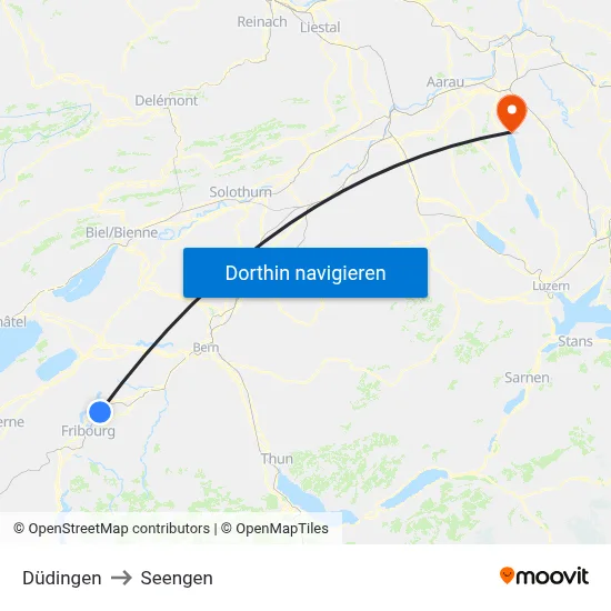 Düdingen to Seengen map