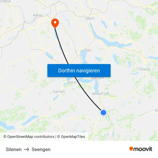 Silenen to Seengen map