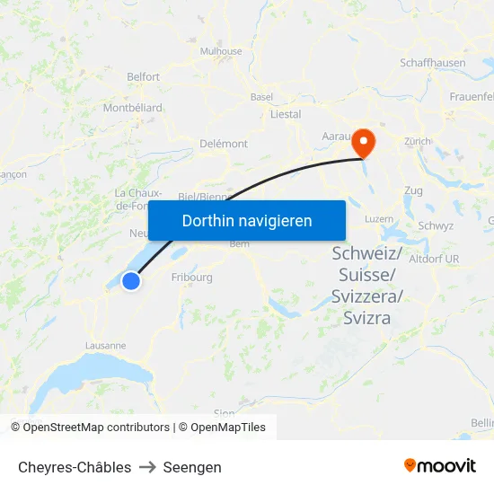 Cheyres-Châbles to Seengen map