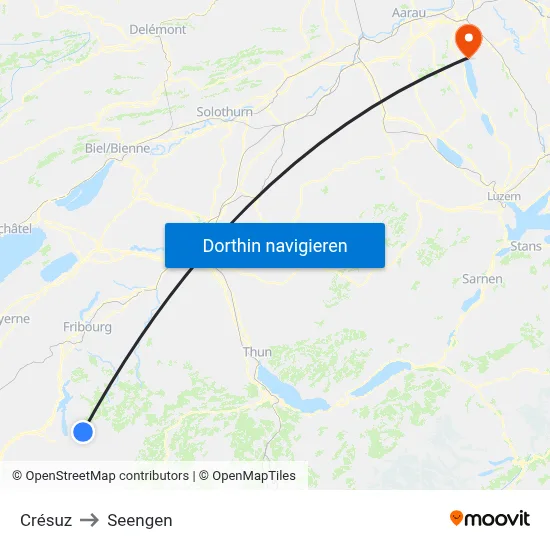 Crésuz to Seengen map