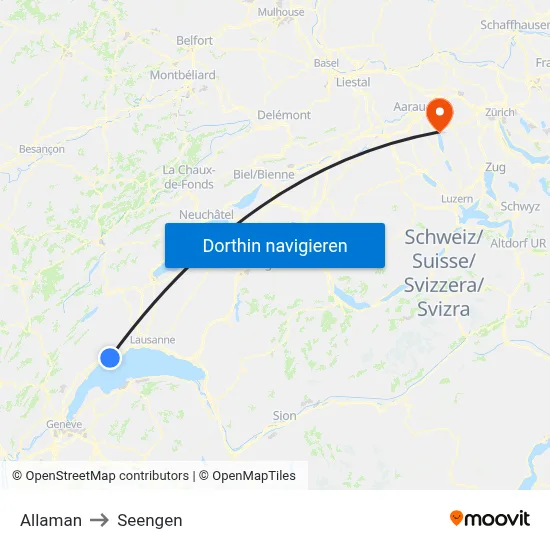 Allaman to Seengen map