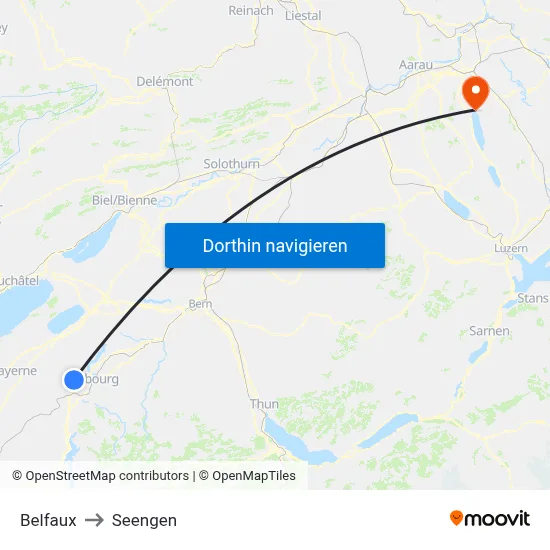 Belfaux to Seengen map