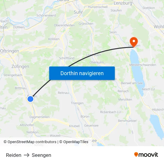 Reiden to Seengen map
