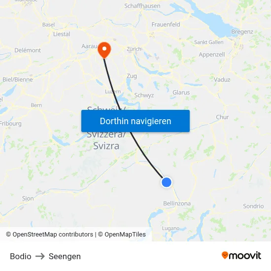 Bodio to Seengen map