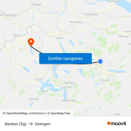 Benken (Sg) to Seengen map