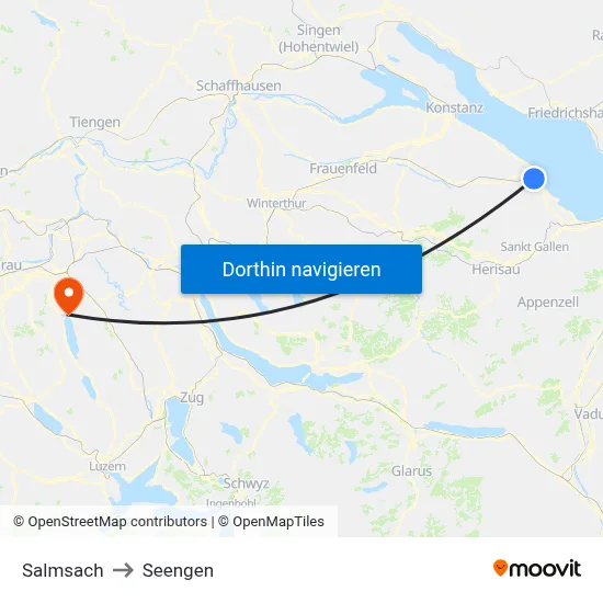 Salmsach to Seengen map