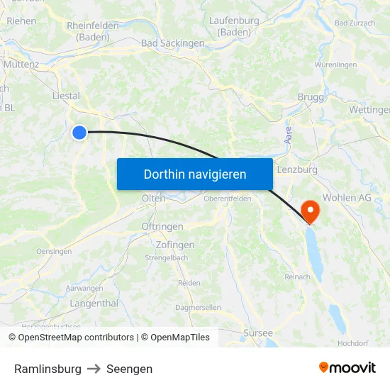 Ramlinsburg to Seengen map