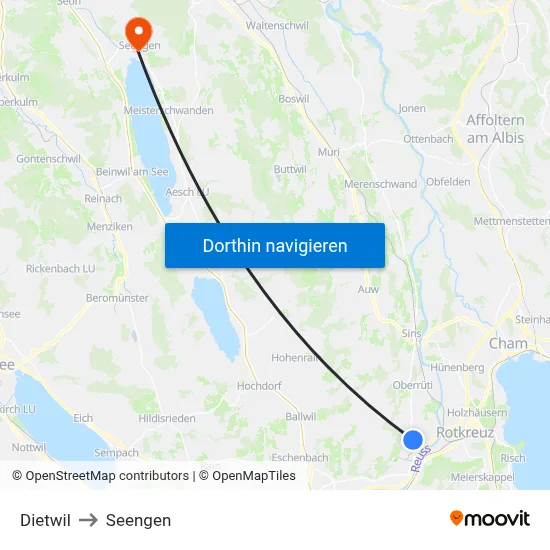 Dietwil to Seengen map