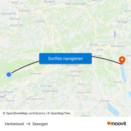 Herbetswil to Seengen map