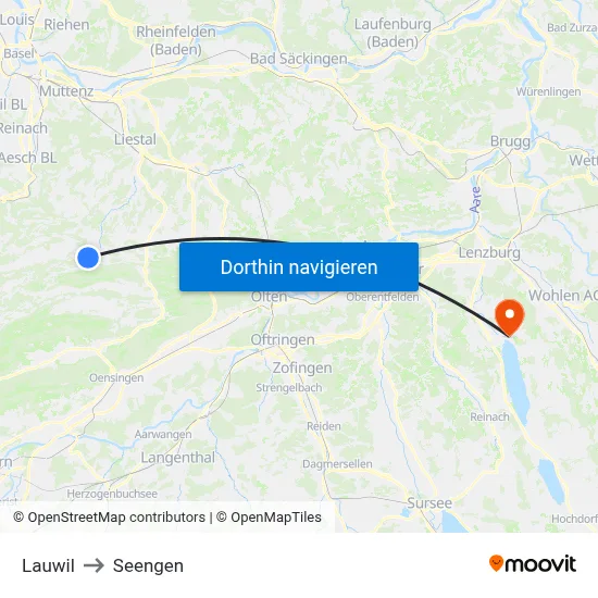 Lauwil to Seengen map