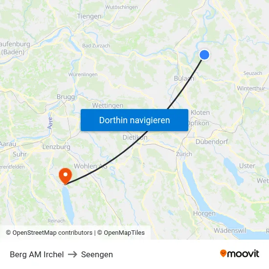 Berg AM Irchel to Seengen map