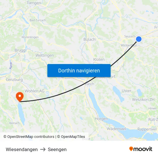 Wiesendangen to Seengen map
