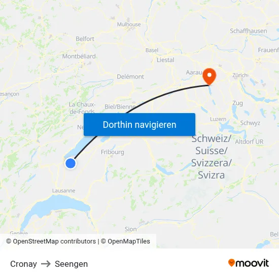 Cronay to Seengen map
