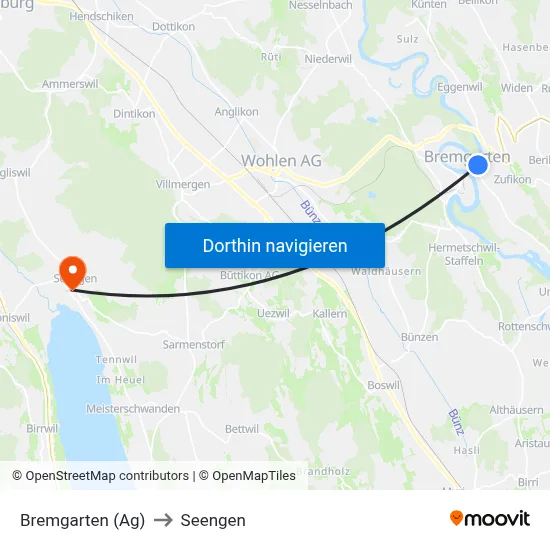 Bremgarten (Ag) to Seengen map