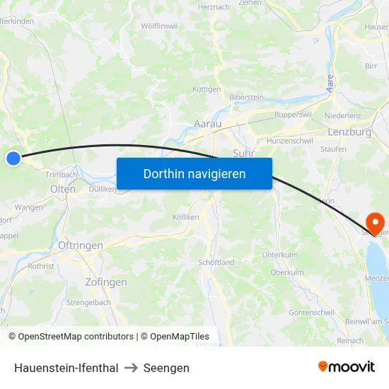 Hauenstein-Ifenthal to Seengen map