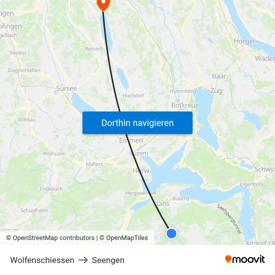 Wolfenschiessen to Seengen map