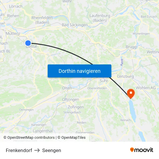 Frenkendorf to Seengen map