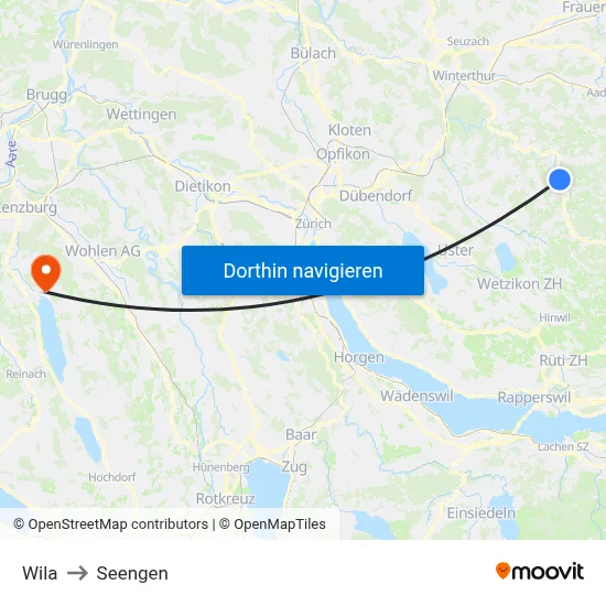 Wila to Seengen map