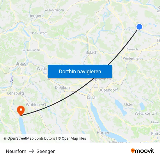Neunforn to Seengen map