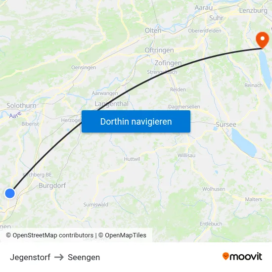 Jegenstorf to Seengen map