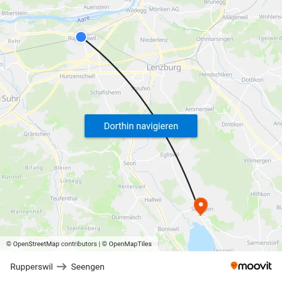 Rupperswil to Seengen map
