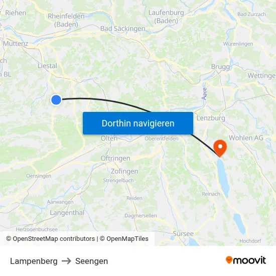 Lampenberg to Seengen map