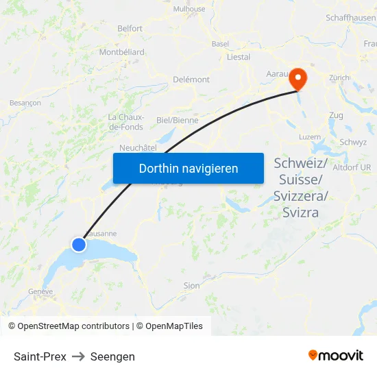 Saint-Prex to Seengen map