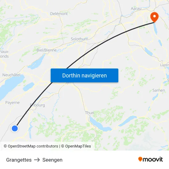 Grangettes to Seengen map