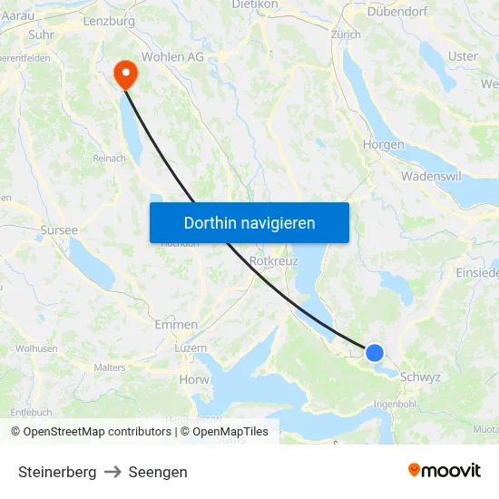 Steinerberg to Seengen map